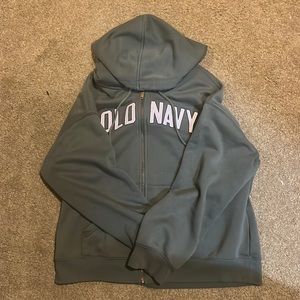 Old Navy Green Zip Up Hoodie Bold Letters SIZE MEDUIM